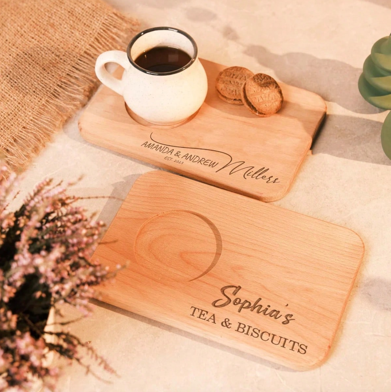 Personalized Wooden Tea Biscuit Board